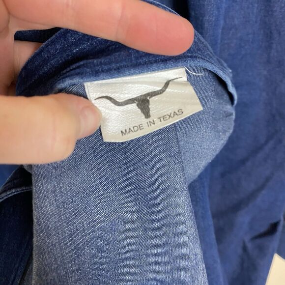 Stubbs XXL Men's Silver Button Up Shirt Denim Chambray Blue Western Texas Cowboy - Picture 2 of 7